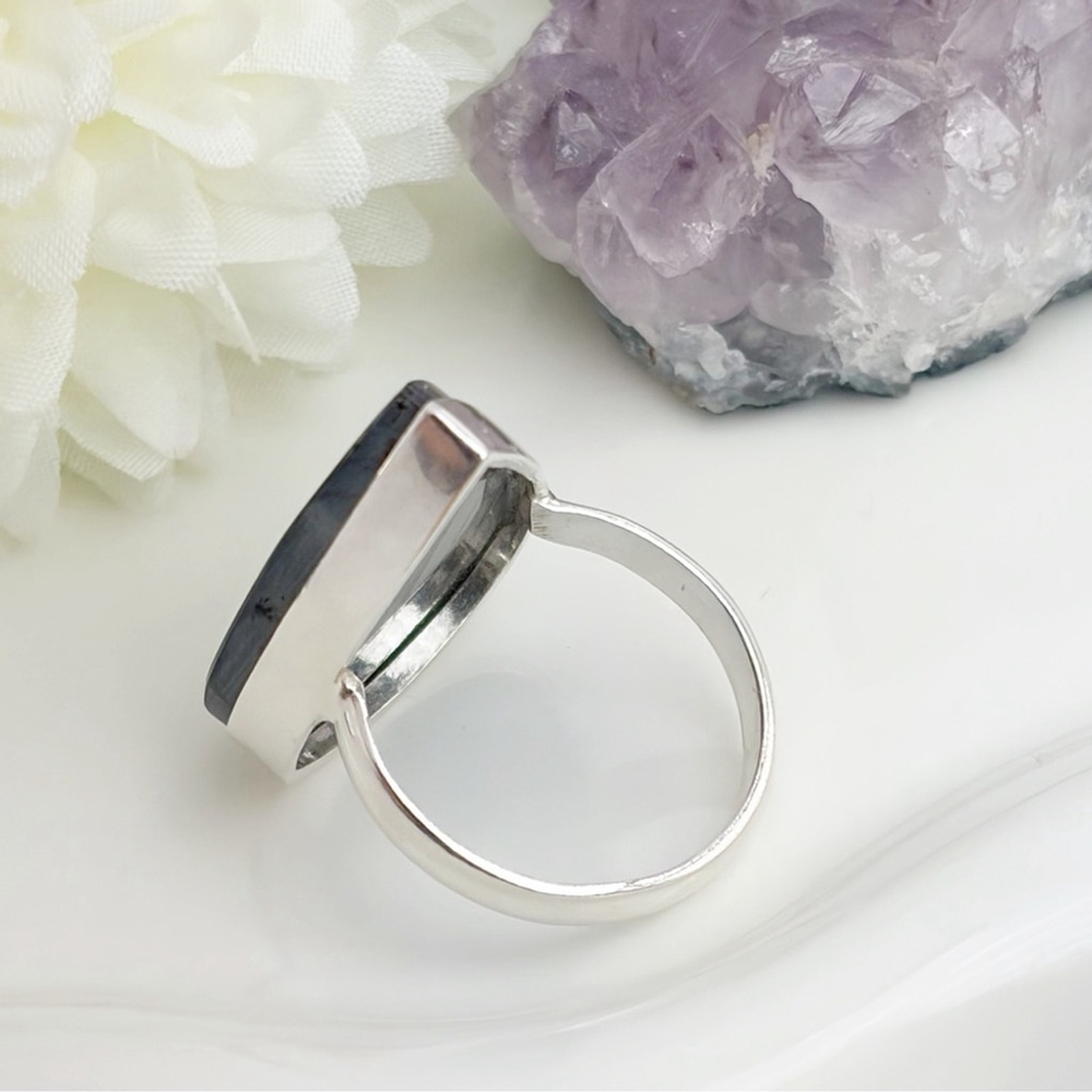 Purple Labradorite Ring Size 9 Pure Sterling Silver 925 Colorful Boho New - Picture 7 of 11